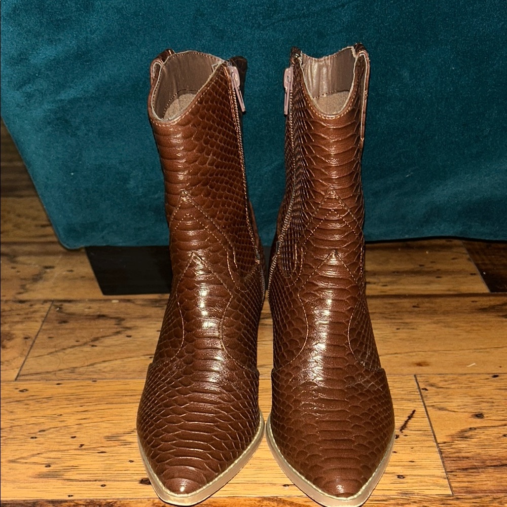 Brown Snakeskin Ankle Boots